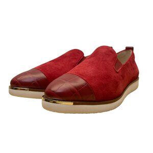 Cole Haan Women’s Red Suede & Embossed Leather Grand Ambition Loafers Size 5.5B